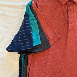 4 Under Armour Polos, Size XL, Red, Black, Turquoise, Navy, Heat Gear, Play-Off